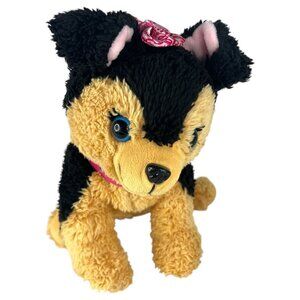 Mattel Barbie Plush Dog Plush Toy Sounds Working Black & Tan Pink Bow & Collar